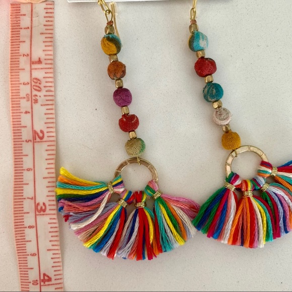 NWT World Finds Looped Lineal Fringe earrings - Picture 2 of 2
